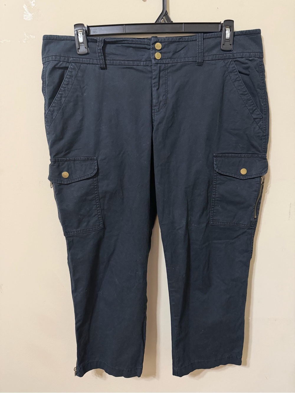 Old Navy vintage Y2K retro Cargo Capris Utility Pockets 14 zip ankle euc